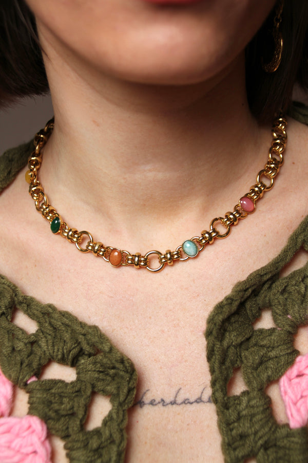 multicolored choker necklace