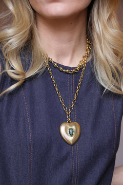 Double chain necklace with heart pendant