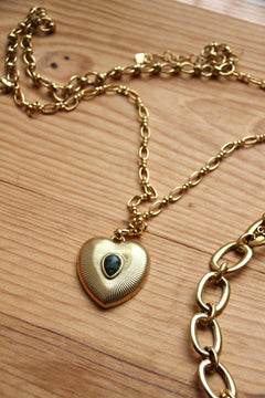 Double chain necklace with heart pendant