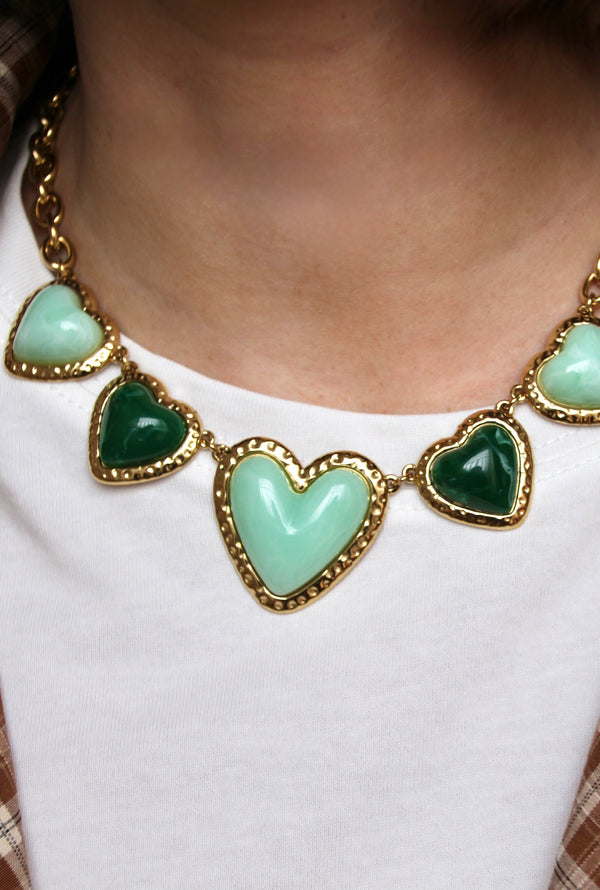 Green heart pendant necklace