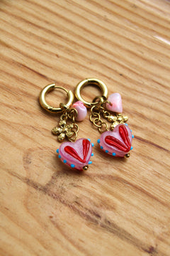 Pink heart earrings