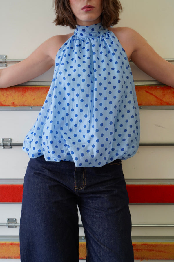 Blue Polka Dot Top