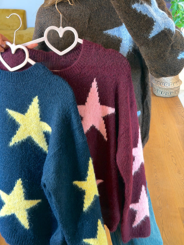 Pull étoile Bordeaux