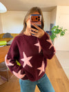 Pull étoile Bordeaux