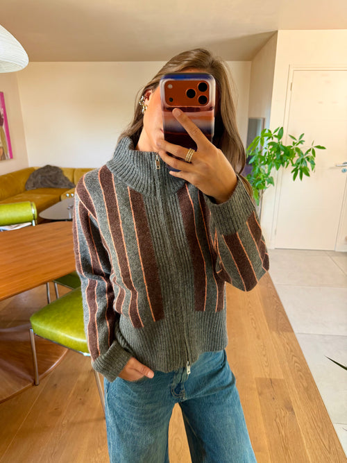Gilet Gris/choco