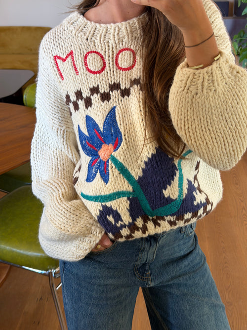 Bloom embroidered chunky knit sweater