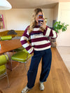 Pull Édition19 rayé bordeaux