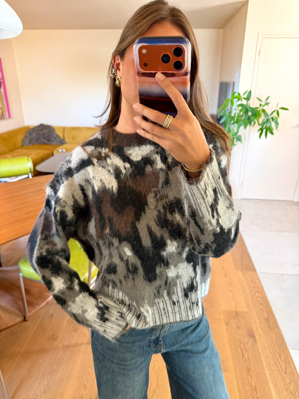 Pull mohair degradé gris