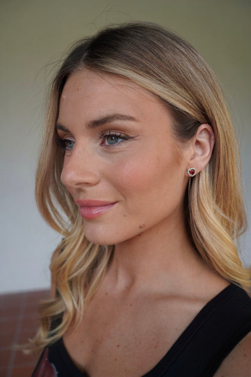 Boucles coeur rouge strass