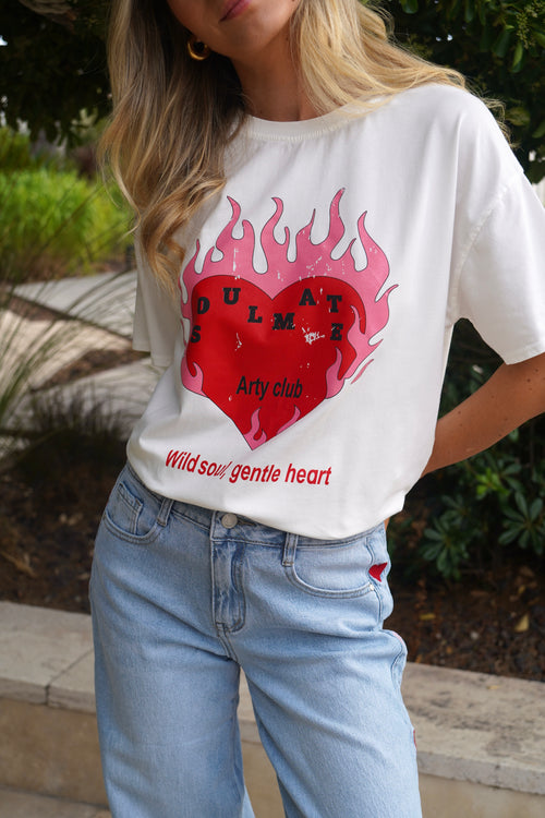 T-shirt Fire Love Blanc
