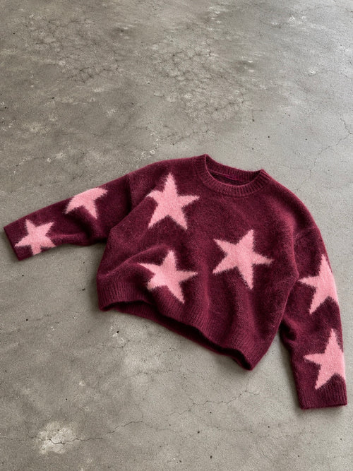 Pull étoile Bordeaux