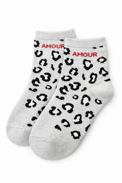 Chaussettes Amour Léopard Grises