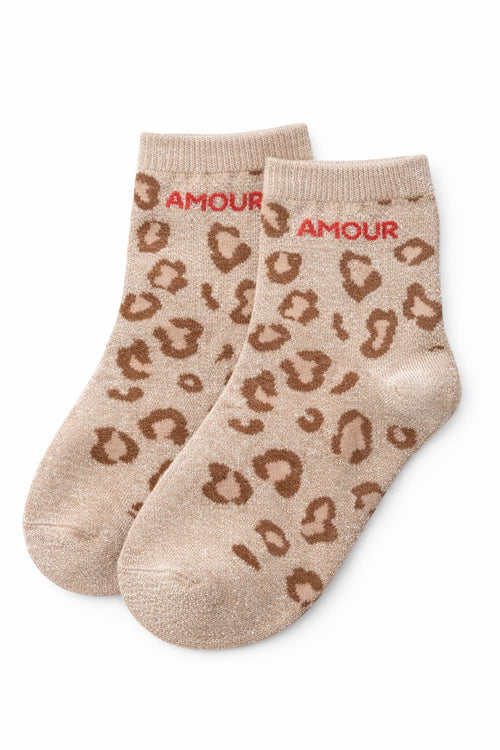 Beige Leo Love Socks